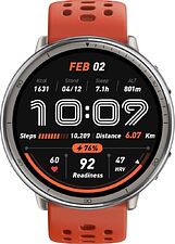 Умные часы Amazfit Active 2 (серебристый, с оранжевым силиконовым ремешком)
