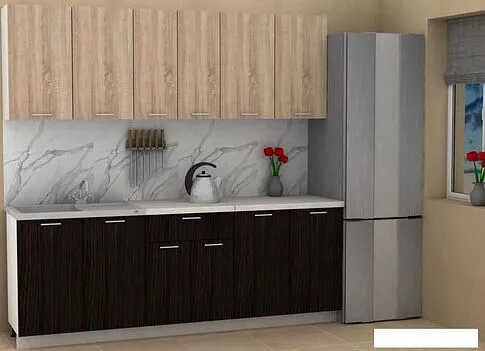 Готовая кухня ЭлиГард Lion 2.2 (дуб сонома/дуб марбург/королевский опал)