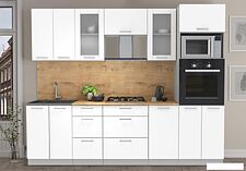 Готовая кухня Интерлиния Мила 2.6 ВТ (белый платинум/белый платинум/дуб бунратти)