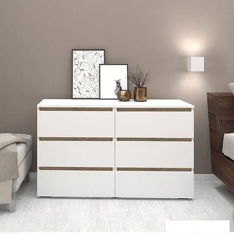 Комод Кортекс-мебель Бари 120 6ш (белый/белый/дуб сонома)