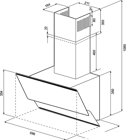 Кухонная вытяжка Krona Irida 600 Black Push Button