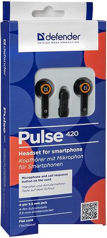 Наушники с микрофоном Defender Pulse 420 (черный/оранжевый) [63420]