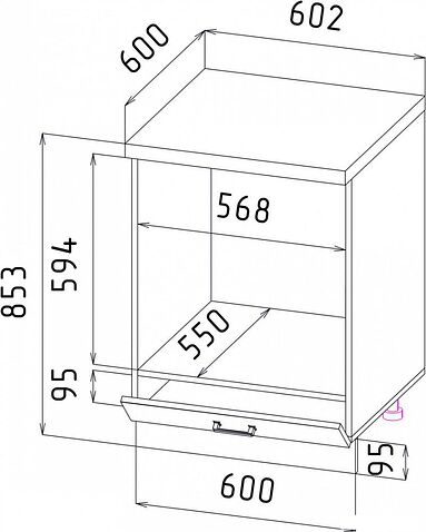 Шкаф напольный Интерлиния Компо НШ60д (бетон портленд)