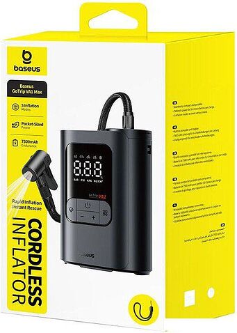 Автомобильный компрессор Baseus GoTrip VA1 Super Mini Cordless Inflator 22-Cylinder Cosmic Black C0119601