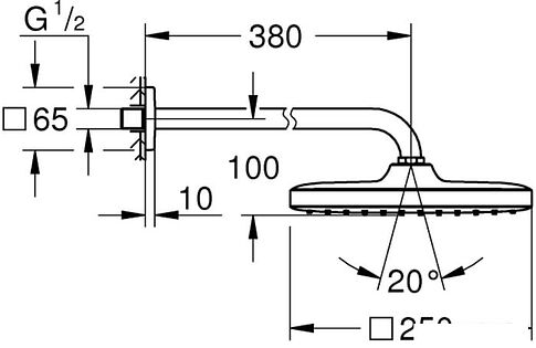 Верхний душ Grohe Tempesta 250 Cube 26682000