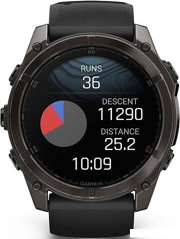 Умные часы Garmin Fenix 8 Sapphire 51мм (угольно-серый DLC, пепельно-черный силиконовый ремешок)