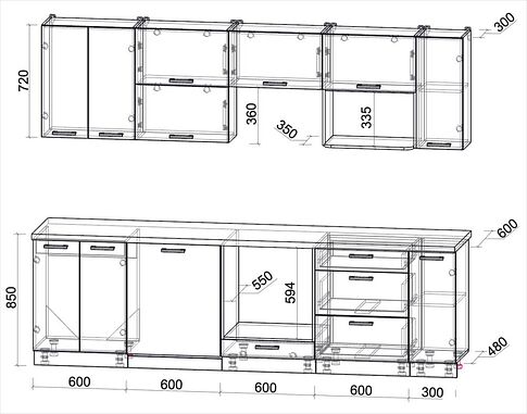 Готовая кухня Интерлиния Мила Лайт 2.7-ПМ2 (белый платинум/дуб серый/белый гранит)