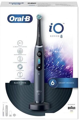 Электрическая зубная щетка Oral-B iO 8n (черный, 1 насадка)