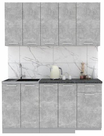 Готовая кухня Интерлиния Мила Лайт 1.6-60 (бетон-бетон-кастилло темный)