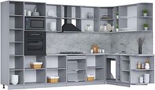 Готовая кухня Интерлиния Мила 1.88x3.4 правая (бетон лайт/антрацит/опал светлый)