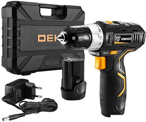 Дрель-шуруповерт Deko GCD12DU3 SET 4 063-4140 (с 2-мя АКБ, кейс, набор оснастки)
