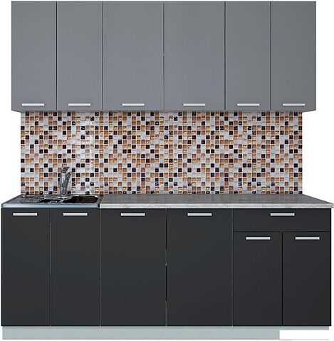 Кухня Интерлиния Мила Лайт 2.0-60 (серебро/антрацит)