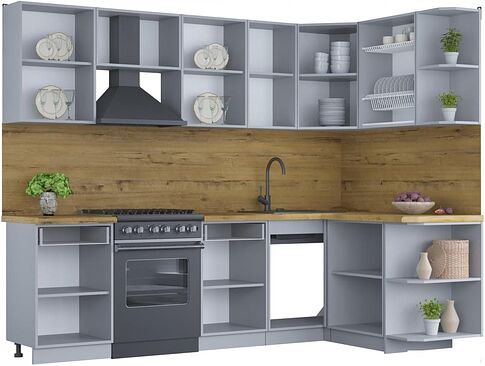 Готовая кухня Интерлиния Мила Шато 1.5x2.6 правая (белый/белый/кастилло темный)