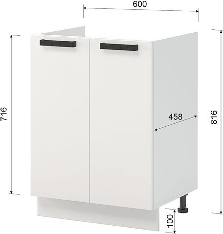 Шкаф напольный Mio Tesoro Пасадена ШНМ 600 (белый/белый бриллиант)