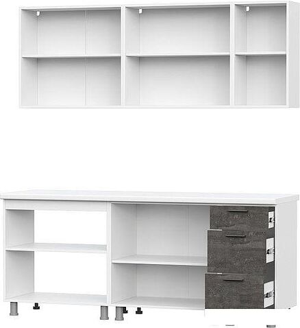 Готовая кухня SV-Мебель Модус 2.0м ЛДСП без столешниц (белый/цемент светлый/камень темный)