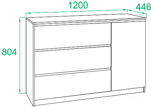 Комод Сокол Т-3Р (дуб юкон)
