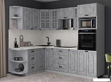 Готовая кухня Интерлиния Мила Деко 1.68x2.4 LV (керамика/керамика/опал светлый)