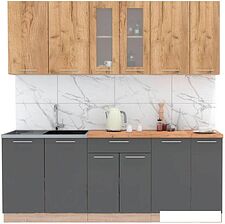 Готовая кухня Интерлиния Мила 1.88x2.4 левая (дуб золотой-антрацит-дуб бунратти)