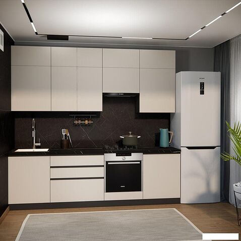 Готовая кухня ВерсоМебель Эко Премиум 2.6 (кашемир/ст. тунис)