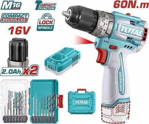 Ударная дрель-шуруповерт Total TOSLI241199 (с 2-мя АКБ, кейс)