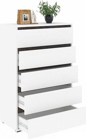 Комод Кортекс-мебель Бари 80 5ш (белый/белый/береза)