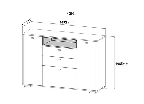 Комод ДСВ Ланс К303 (белый/дуб бунратти)