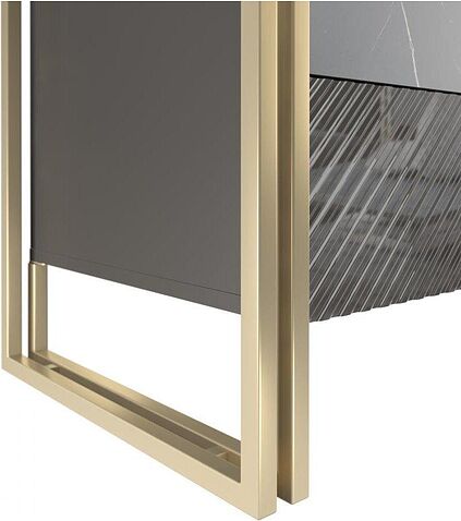 Тумба Involux ТВ Неаполь 6162 (черный мрамор/графит/черный глянец/металл золото)