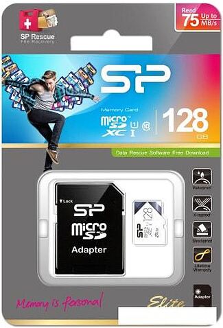 Карта памяти Silicon-Power Elite microSDXC SP128GBSTXBU1V21SP 128GB (с адаптером)