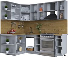 Готовая кухня Интерлиния Тренд 1.5x2.2 левая (океан/океан/дуб бунратти) Готовая кухня Интерлиния Тренд 1.5x2.2 левая (океан/океан/дуб бунратти)