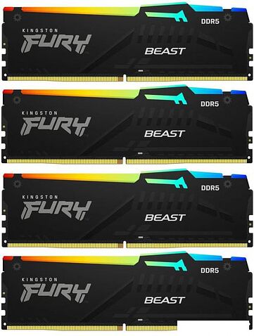 Оперативная память Kingston FURY Beast RGB 4x32ГБ DDR5 5200 МГц KF552C40BBAK4-128