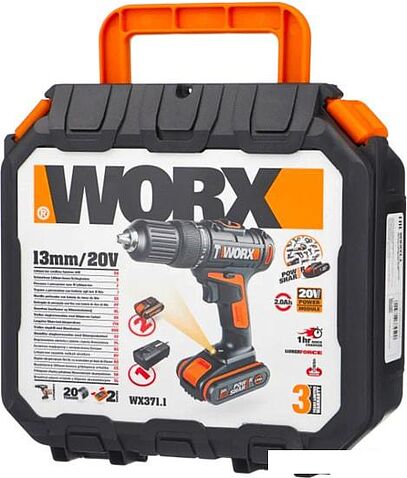Дрель-шуруповерт Worx WX371.1 (с 2-мя АКБ, кейс)