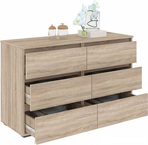 Комод Кортекс-мебель Бари 120 6ш (дуб сонома/дуб сонома/дуб сонома)