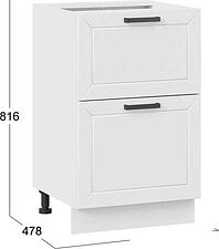 Шкаф напольный Трия Лорас 1Н5Я2 с двумя ящиками (белый/холст белый)