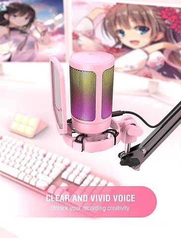 Проводной микрофон FIFINE A6V (розовый)