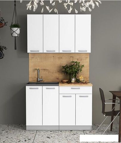 Готовая кухня Интерлиния Мила Лайт 1.2 (белый платинум/белый платинум/дуб бунратти)