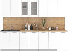 Готовая кухня Интерлиния Мила 28 (белый платинум/белый платинум/дуб бунратти)