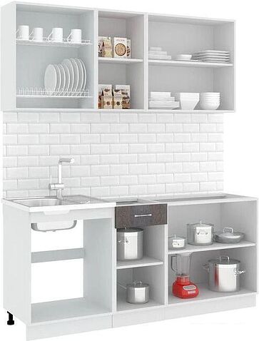 Готовая кухня Кортекс-мебель Корнелия Лира-лайт 1.8м (капучино/оникс/дуб бунратти)