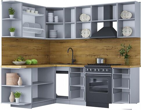 Готовая кухня Интерлиния Мила Шато 1.7x2.3 левая (слоновая кость/слоновая кость/кастилло темный)