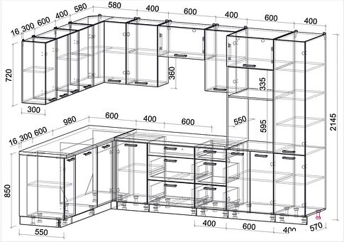 Готовая кухня Интерлиния Мила Лайт 1.896х2.98 (белый платинум/белый платинум/травертин серый)