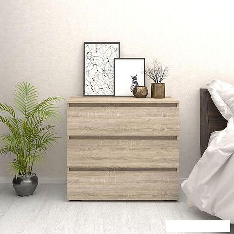 Комод Кортекс-мебель Бари 80 3ш (дуб сонома/дуб сонома/дуб сонома)