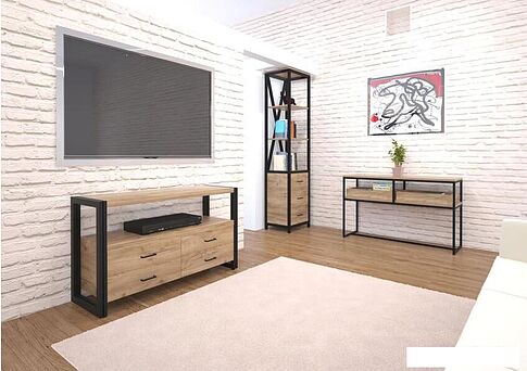 Консольный стол Millwood Пекин 2 180x40 (дуб золотой craft/черный)