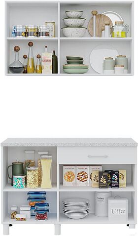 Готовая кухня Горизонт Trend 1200 (мрамор арктик/бетон грей)