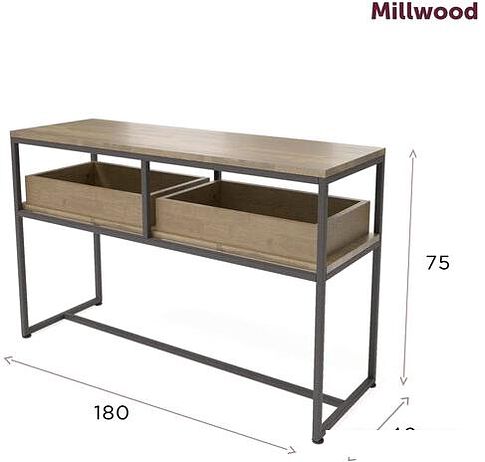 Консольный стол Millwood Пекин 2 180x40 (дуб золотой craft/черный)