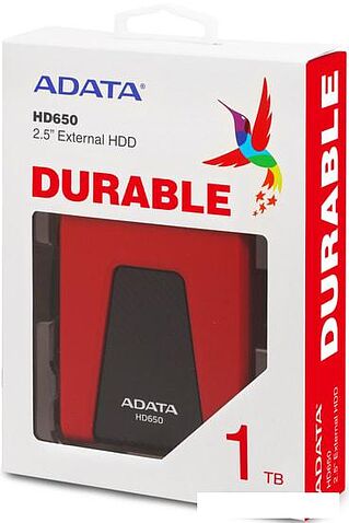 Внешний жесткий диск A-Data DashDrive Durable HD650 AHD650-1TU31-CRD 1TB (красный)