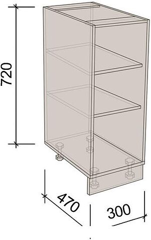 Шкаф напольный Артём-Мебель 300мм СН-114.142 (ДСП серый)