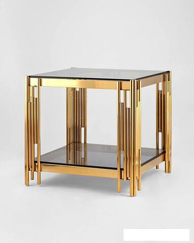 Журнальный столик Stool Group Гэтсби 55x55 EET-027-TG-1 (стекло smoke/сталь золото)