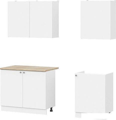 Готовая кухня NN мебель КГ-6 1.6м (белый текстурный/тростник)