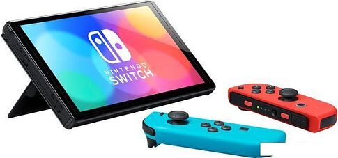 Игровая приставка Nintendo Switch OLED (черный, с неоновыми Joy-Con)