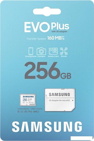 Карта памяти Samsung EVO Plus 2024 microSDXC 256GB (с адаптером)
