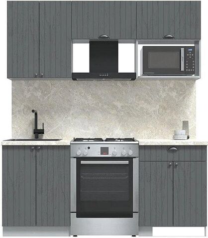 Готовая кухня Интерлиния Берес 1.8В (дуб серый/опал светлый)